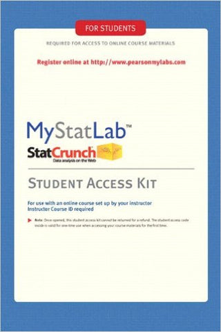 9780321694645 | MyStatLab Student Access Code ~ E-Delivery