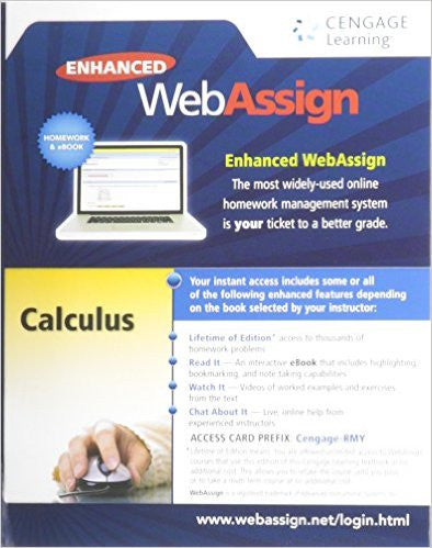 9781285858265 | Enhanced WebAssign Printed Access Card for Calculus, Multi-Term Courses, Life of Edition