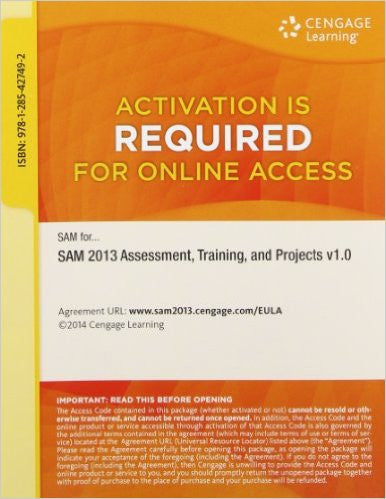 9781285427492 | SAM 2013 Assessment, Training, and Projects v1.0 Multi-Term Access Card